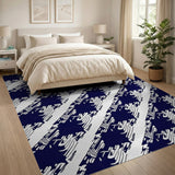 Navy Houndstooth Geometric Area Rug