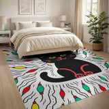 Grinning Black Cat Color Burst Area Rug