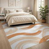 Beige Abstract Brush Stroke Area Rug