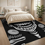 Hooded Skull Line Art Area Rug