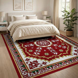 Red Elegant Red Persian Floral Medallion Rug