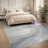Abstract Area Grey Wavy Grey Abstract Area Rug