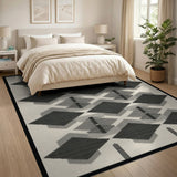 Heritage Tribal Black White Diamond Geometric Area Rug