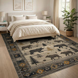 Woodland Bear Moose Silhouette Rug