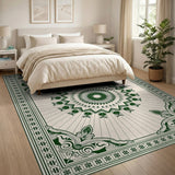 Ornate Green Mandala Persian Traditional Persian Area Rug