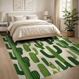 Whimsical Green Cactus Repeat Area Rug