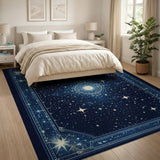 ODIKA Washable Celestial Starry Night Navy Blue Area Rug - Low Pile Non-Slip