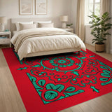 Red Teal Persian Medallion Area Rug