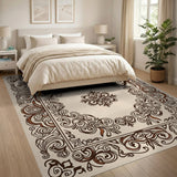 Ornate Beige Persian Area Rug