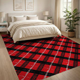 Geometric Modern Red Bold Red Black Tartan Plaid Area Rug