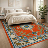 Traditional Persian Multi-color and Patterns Vibrant Red Persian Medallion Area Rug