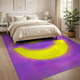 Retro Yellow Smiley Face Purple Halftone Area Rug