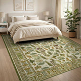 Green Botanical Leaf Persian Area Rug