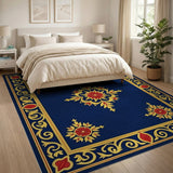 Traditional Persian Multi-color and Patterns Ornate Navy Persian Medallion Area Rug