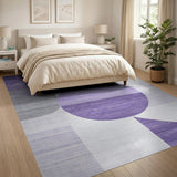 Purple Overlapping Circles Geometric Area Rug