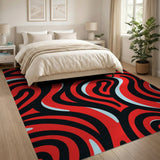 Vibrant Abstract Area Vibrant Red Swirl Abstract Area Rug