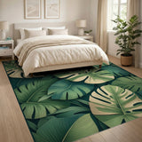 Boho Chic Lush Variegated Monstera Leaf Green Area Rug
