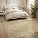 Beige Abstract Wave Beige and Neutral Area Rug