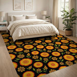 Vibrant Orange Sunflower Area Rug