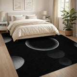 Halftone Circles Black White Geometric Rug