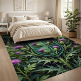 Purple Thistle Shield Heraldic Area Rug