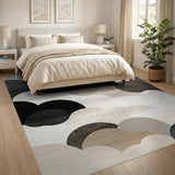 Abstract Neutral Layered Area Rug