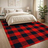 Rustic Farmhouse Rustic Red Black Buffalo Check Area Rug