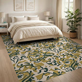 Elegant Gold Damask Floral Vintage Rug