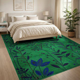 Emerald Green Leaf Berry Floral Rug