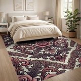 Ornate Pink Rose Baroque Area Rug