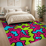 Vibrant Neon Blob Abstract Area Rug