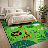 Cute Jungle Safari Cartoon Area Rug