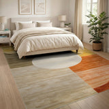 Abstract Golden Circle Geometric Area Rug