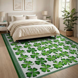 Lucky Green Shamrock Clover Kids Cartoon Area Rug