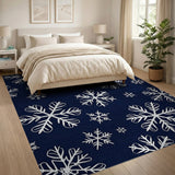 Blue and Teal Navy Snowflake Area Rug