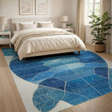 Blue Sea Turtle Geometric Mosaic Rug