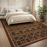 Elegant Brown Tan Geometric Area Rug