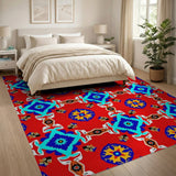 Vibrant Red Southwestern Geometric Area Rug