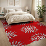 Red Snowflake Pattern Area Rug