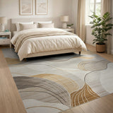 Fluid Wave Abstract Beige Neutral Area Rug