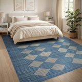 Blue Diamond Geometric Woven Area Rug