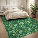 Abstract Area Green Swirling Green Abstract Area Rug