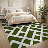 Green Lattice Geometric Area Rug