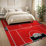 Red Basketball Court Red Area Rug