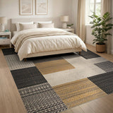 Textured Geometric Patchwork Area Rug