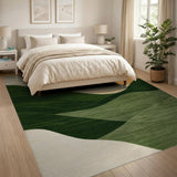 Green Abstract Hills Washable Area Rug