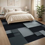 Modern Grey Stacked Blocks Geometric Rug