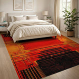 Bold Red Geometric Modern Red Area Rug