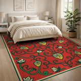 Vibrant Strawberry Vine Red Area Rug