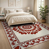 Red Ornate Red Mandala Persian Area Rug